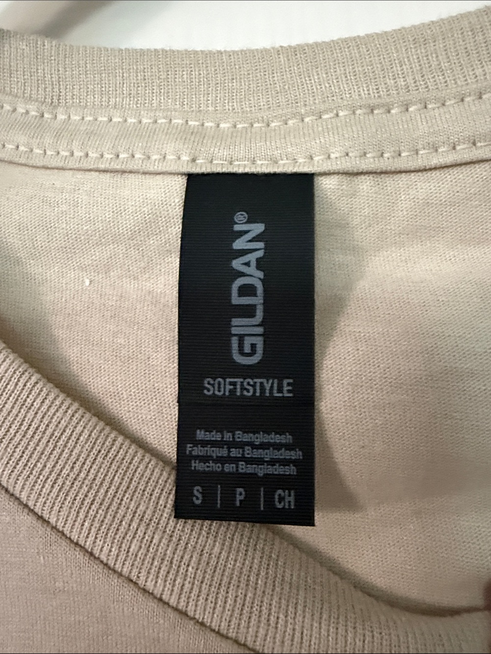 Beige Crew Neck T‑Shirt with rhinestone embellishments. - Picture 2 of 4